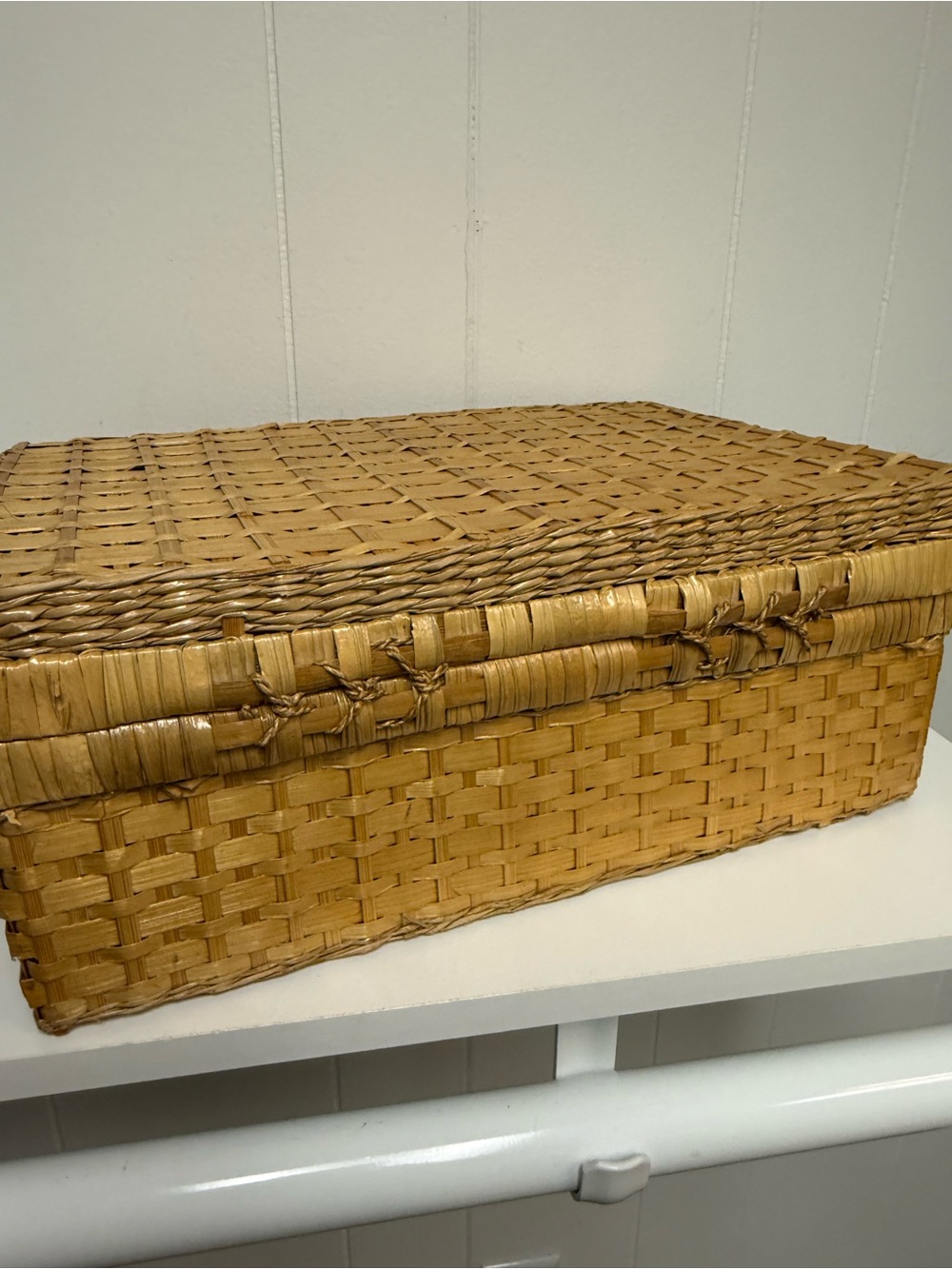 Vintage Woven Suitcase Basket | Natural Fiber Picnic Basket | Collected Home - Picture 11 of 14